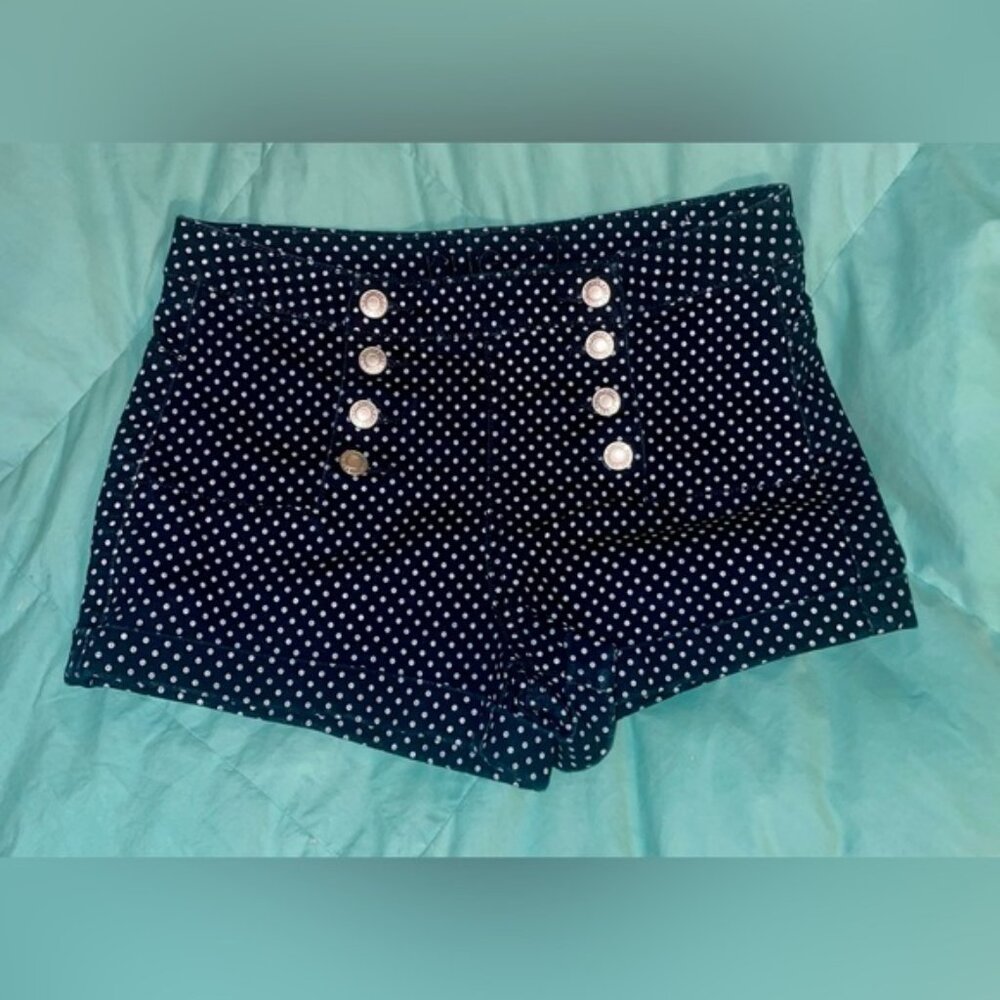 Rue21 Navy and White Polka Dot High Waist Shorts